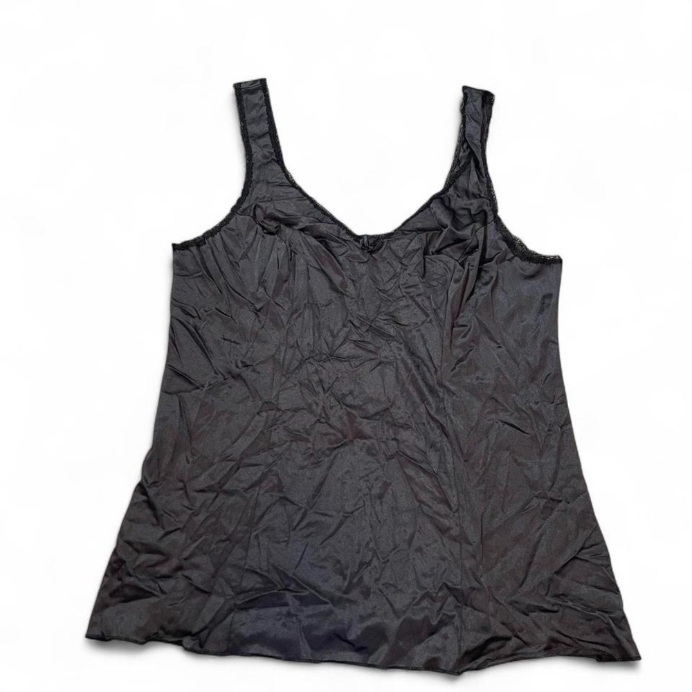 vintage dainty lightweight Black lace trim tank top